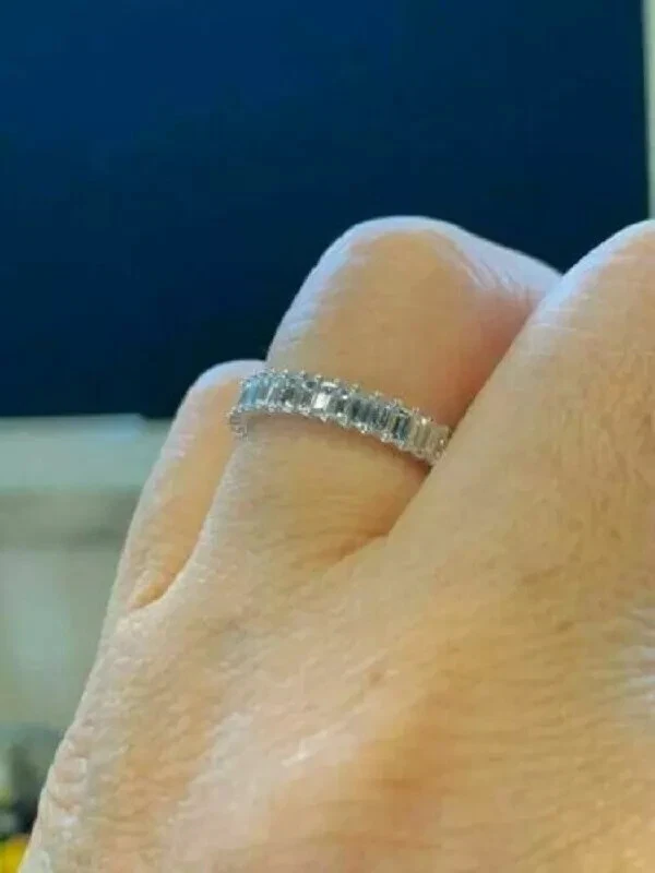 2Ct Lab-Created VVS1/D Diamond Half Eternity Band Ring 14K White Gold Finish - Image 3 of 4