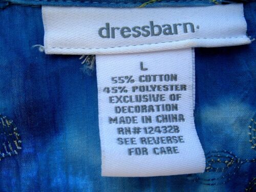 BLUSA TOP DE MUJER DRESSBARN GRANDE AZUL BORDADO FLORES Mangas abotonadas FUNDA EXCELENTE - Imagen 3 de 3