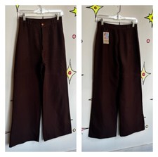 Vintage 1970s  Brown Groovy Disco Wide Leg High Waist Bellbottoms  Size M
