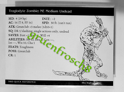  TROGLODYTE ZOMBIE  56 U  HARBINGER 2003  D&D MINIATURES GAMES CARD  DDM WIZARDS