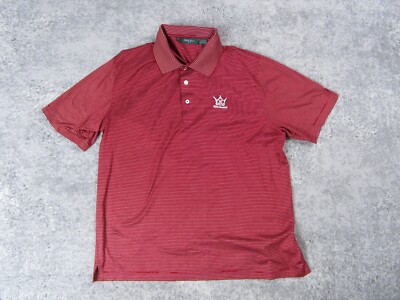 Bobby Jones Polo Shirt Men Large Red Stripe Kings Barn Embroidere Short Sleeve