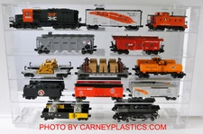 Train Display Case O scale 15 train cars
