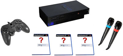Playstation 2 komplett mit Controller + 3 Singstar Spiele + Micros + MC - PS2