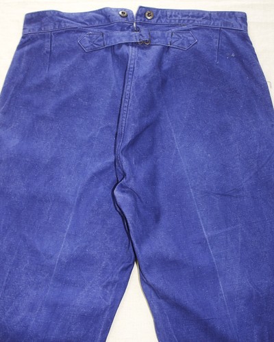 French 30/40s Blue Metis Cotton Buckle Back Work Chore Pants LE TRES SOUPLE W36 - 第 5/15 張圖片