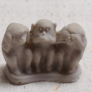 Monkeys stone carving hear,speak,see no evil made Mexico circa 1950's