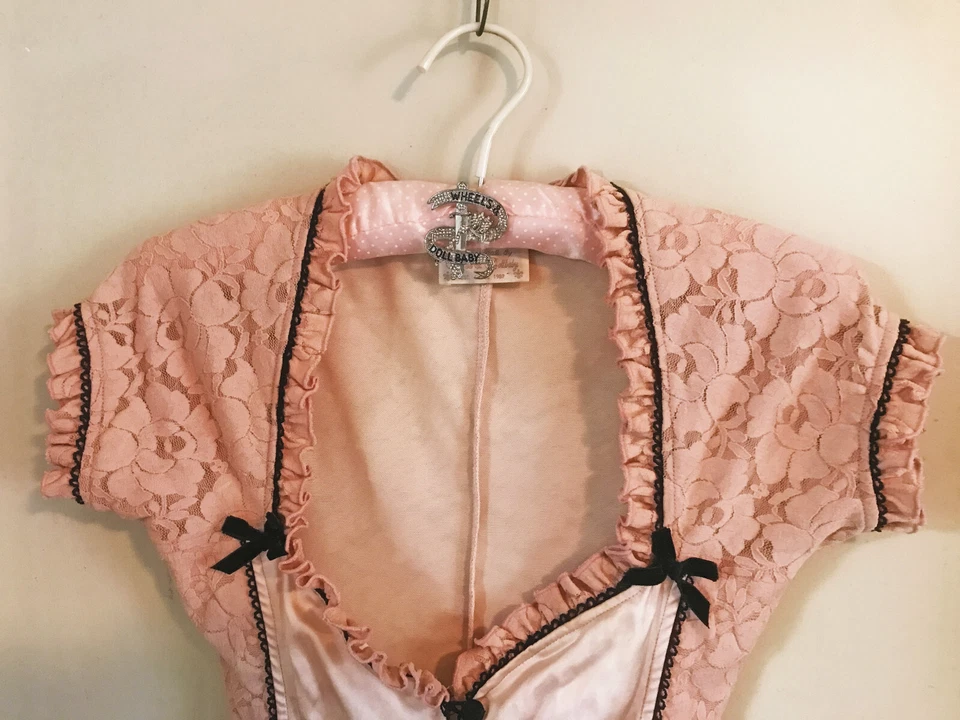 Wheels & Dollbaby Nude Pink Button up Lace Corset Top - image 2 of 4