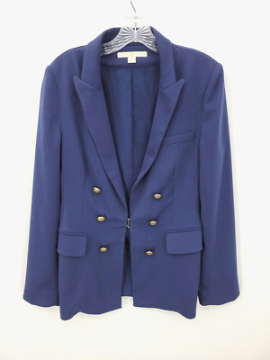 Boston Proper Blazer Womens 8 Blue Gold Button Double Breasted Nautical Jacket