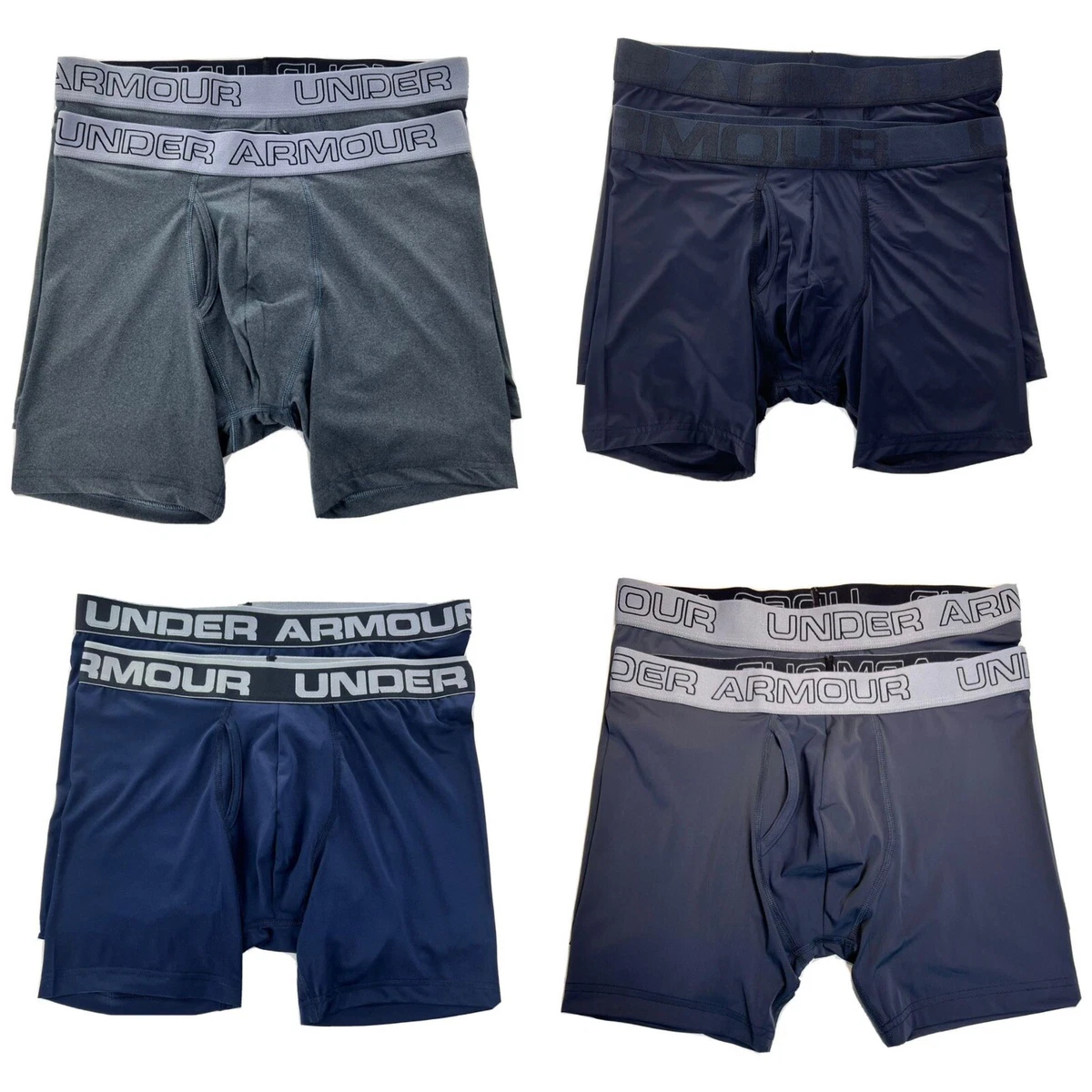 Under Armour Mens Tech HEATGEAR 2 Pack Boxer Jock Shorts Underwear-( 6  inches)