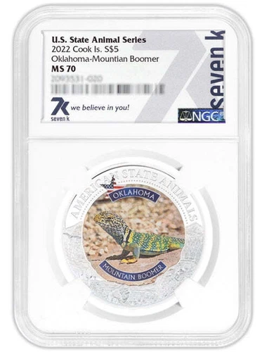 2022 COOK ISLANDS OKLAHOMA MOUNTAIN BOOMER NGC MS70 AMERICAN STATE ANIMALS 1 OZ 