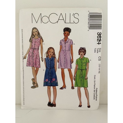 #3621 McCalls Girls Shirt Dress and Tie Belt Sewing Pattern - Picture 5 of 5