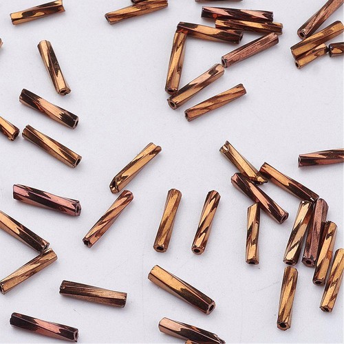 50g Twisted Glass Bugle Beads Metallic Opaque 6mm UK - Picture 10 of 30