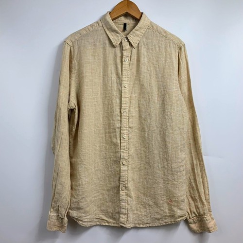 Benetton Stile Damen 100% Leinen Button Down Langarm Hemd Größe L - Bild 1 von 13