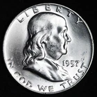 GEM BU UNCIRCULATED UNC MS 1957-D SILVER FRANKLIN HALF DOLLAR BRILLIANT LUSTER