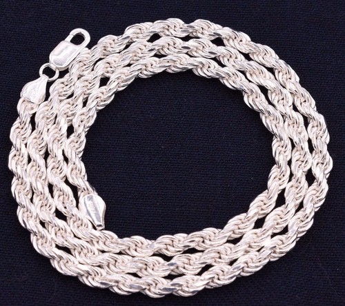 Diamond Cut Rope Chain Necklace Real 