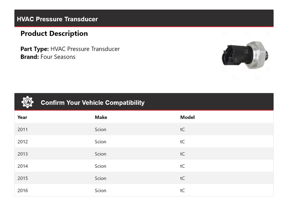 Transductor de presión de climatización Scion tC 2011-2016 4 estaciones 2012 2013 2014 2015 Foto 2 de 4