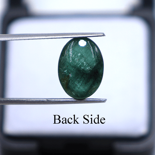 7.10 Cts Natural Green Tourmaline Untreated 12.8mmx9.4mm Oval Cabochon Gemstone - Picture 10 of 13