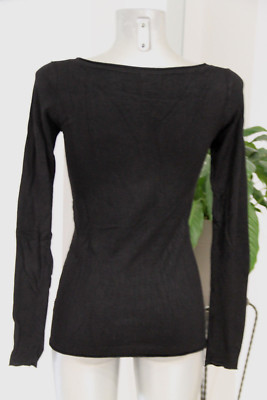 Pull GUESS Noir Sigle Sequin - Taille S - Coton - Comme Neuf - Idéal Soirée
