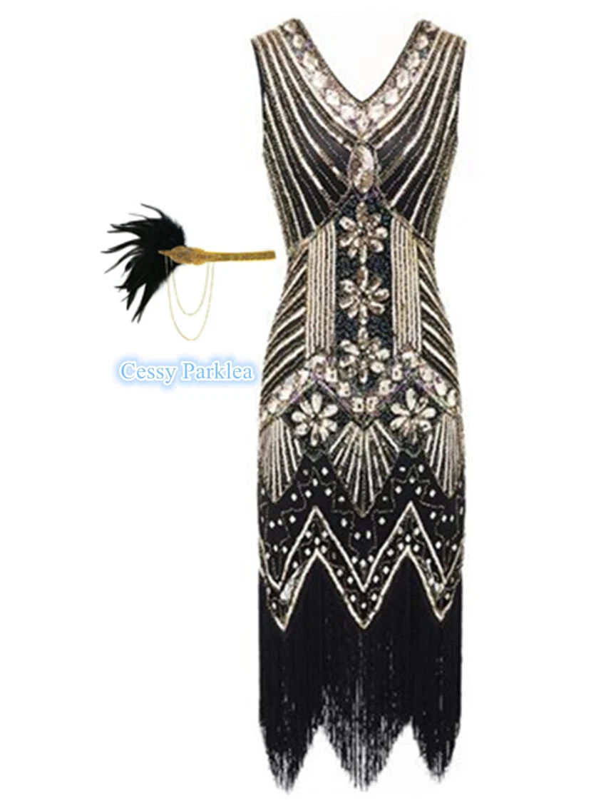 Black and top gold 1920s dress