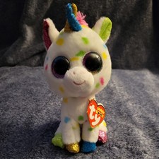 Ty Beanie Boo New Harmonie The Colorfully Speckled Unicorn Medium 7"