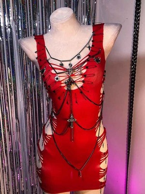 Goth Dress Summer Punk Rock Clothes Grunge Y2K Gothic Women's Emo Clothing Boho