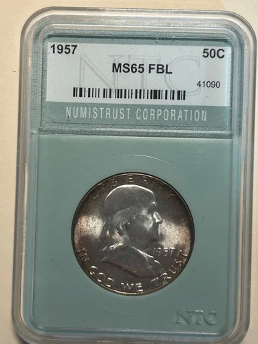 1957 US Franklin Half Dollar 50c UNCIRCULATED Dark Original Toning GEM