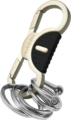 Heavy Duty Keychain with Quick Release Double Carabiner Clip, Key Rings, D Ring,