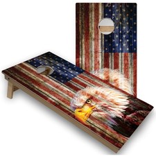 American Flag Cornhole Eagle Design Outdoor Game Regulation Size Set