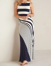 Soft Surroundings Vela Infinity Maxi Dress Navy White Size XL 18