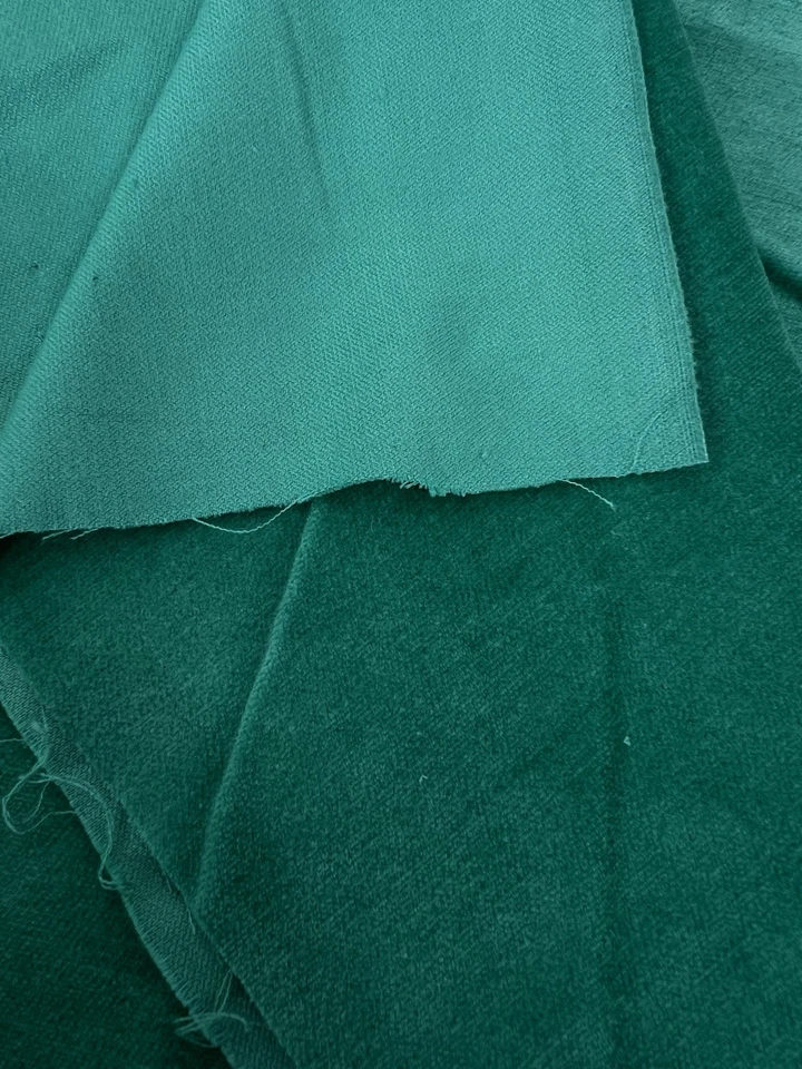 Vintage Green Teal Velvet Velour Polyester Fabric 35x40 Wide Low Pile Unbranded - Image 3 of 4