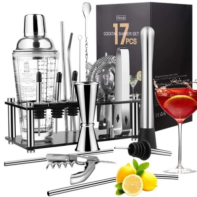 Modern Mixology Cocktail Shaker Set 17 pcs Professional Bartender Kit Gift