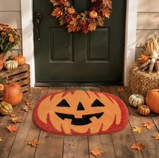 Halloween Pumpkin Bathroom Rugs, Fall Autumn Orange Pumpkin Bathroom Mat