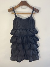 Inc International Concepts Faded Black Ruffled Tiered Cotton Spandex Dress Sz M
