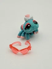 Littlest Pet Shop Blue Spider Figure Pink Glasses Accessory Insect Bug 1760