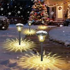 8 Pack Solar Pathway Lights Stainless Steel Outdoor Solar Powered Light Waterpro