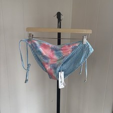 Vineyard Vines Reversible String Bikini Bottom Blue Stripe Palm Womens XL NWT