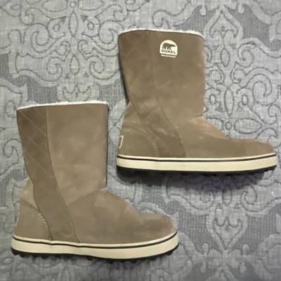 Sorel Glacy Saddle Brown Suede Waterproof Winter Rain Boots Womens Size 8