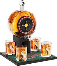 Kollea Roulette Whiskey Decanter Set, 60.9 Oz Casino-Style Slot Decanter with 4 