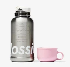 New Glossier 16 oz. Classic Tumbler Thermos Holiday Exclusive Pink/Silver Rare!