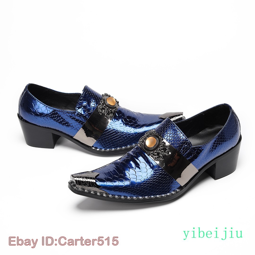 SAOLA Mocassini uomo metallo strass punta modello pelle di serpente scarpe colorate tacco medio