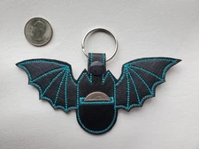 Embroidered Black Bat Turquoise Stitch Quarter Holder Aldi Quarter Bat Quart