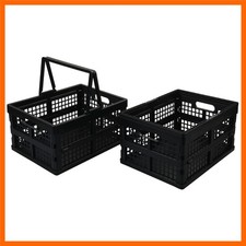 Collapsible Folding Storage Crates 2-Pack, 15L Stackable