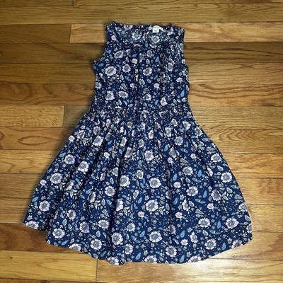 Crewcuts Girls Blue Purple Floral Cotton Sleeveless Dress Size 4