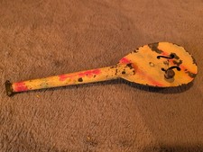 Vintage Tin Toy Horn Ukelele Shaped 9 1/2"