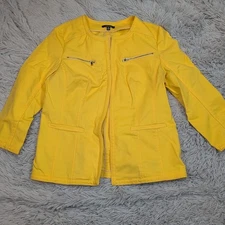 Rafaella Jacket Womens 10 Yellow Blazer Casual Open Front Comfort Lightweight