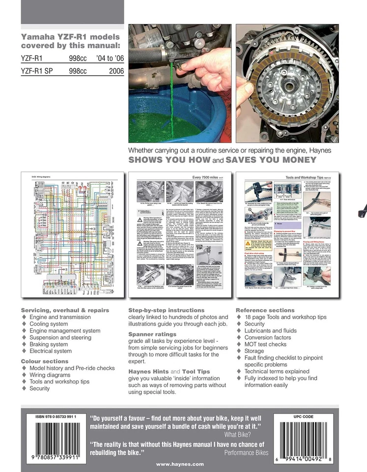 Yamaha YZF-R1 (2004-2006) Haynes Repair Manual - Image 2 of 4