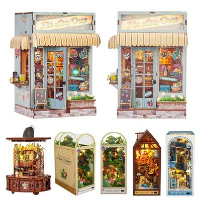 Book Nook Kit DIY Puppenhaus 3D Holzpuzzle Buchstütze Bücherregal Dekoration