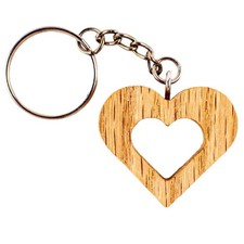Wooden Heart Keychain, Solid Oak Handmade Key Ring, Rustic Small Wood Keychain