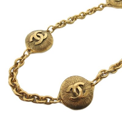 CHANEL Vintage Coco Mark Medallion Chain Necklace Accessory Gold Gold Color /UO