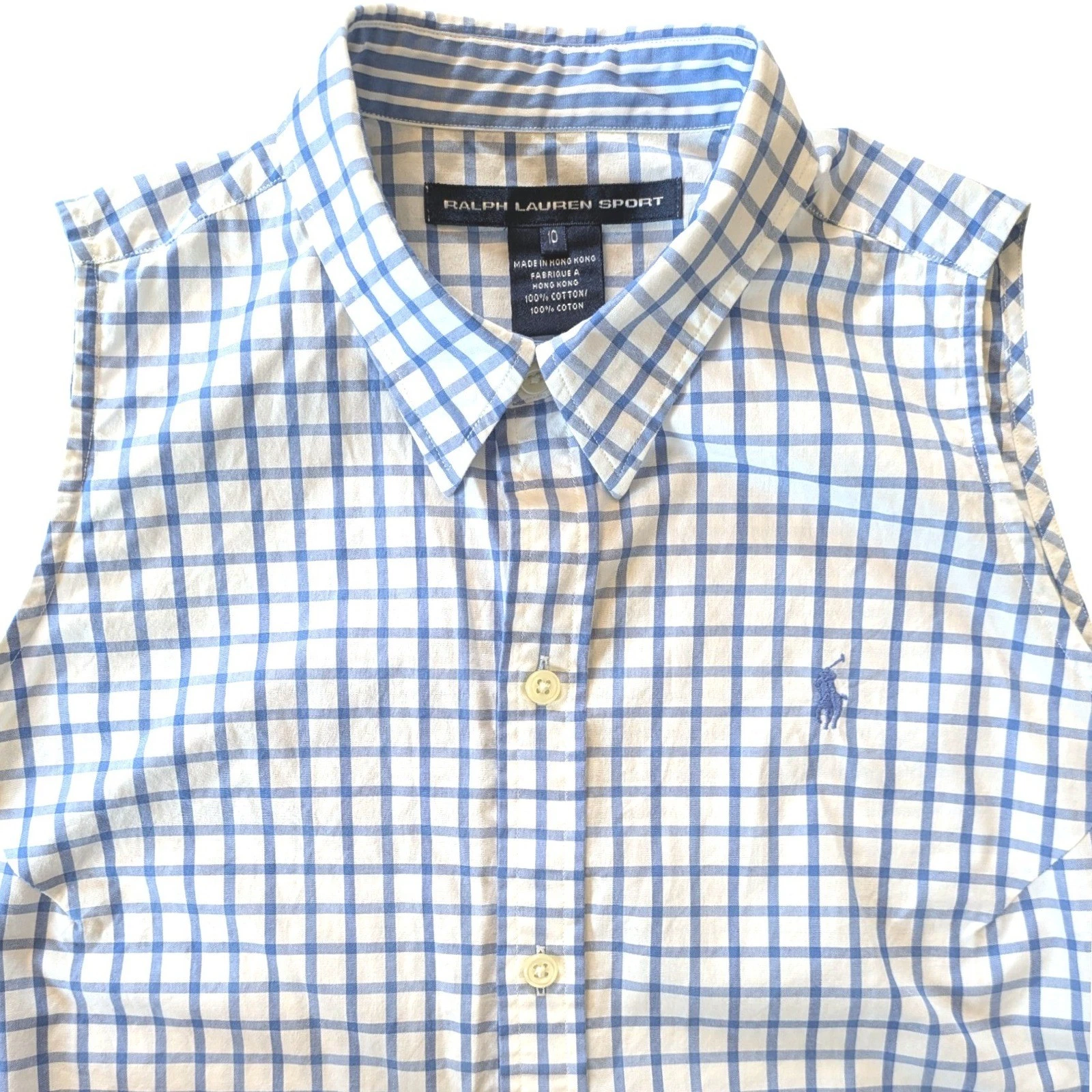 Ralph Lauren Womens Blue White Gingham Sleeveless Button Down Shirt Size 10 pony
Opens in a new wind