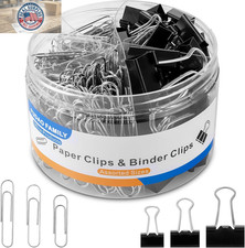 Paper Clips  Binder Clips, 340 PCS Assorted Sizes, Silver  Black, Metal, Mediu
